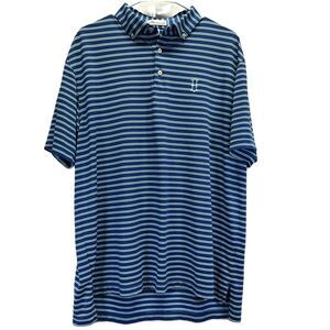 Peter Millar Blue and White Striped Polo Shirt